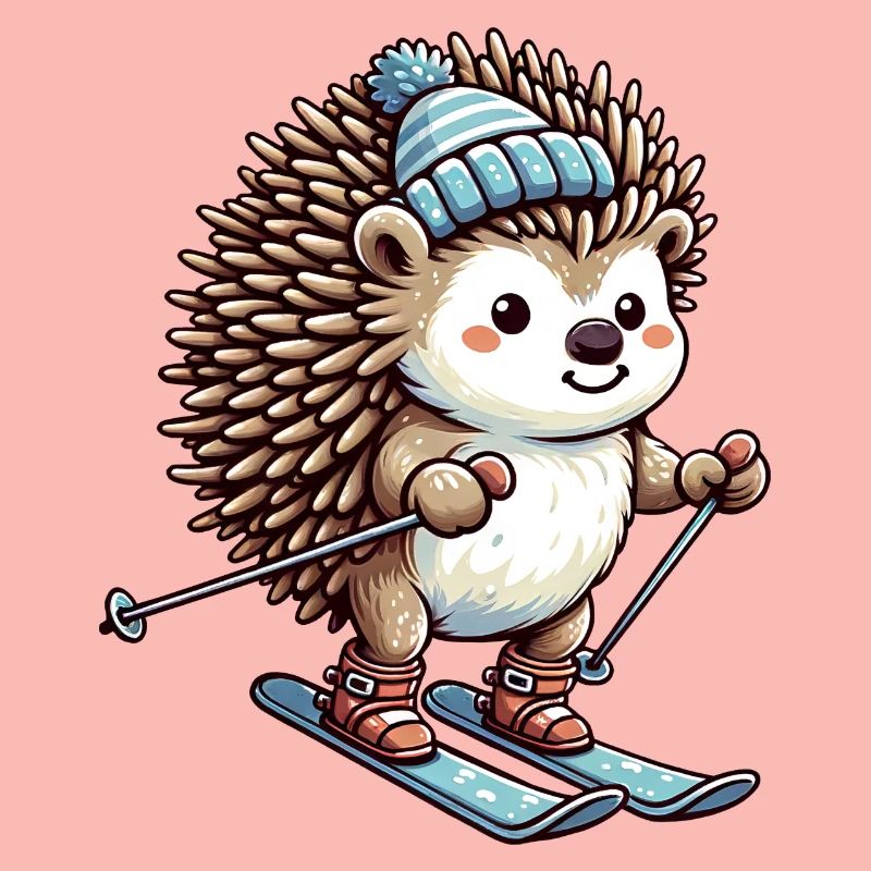 Igel Ski Skifahrer Skiurlaub Süß Comic