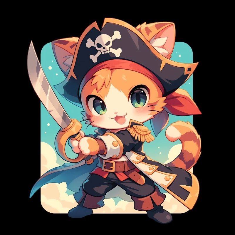 Chat Pirate de Kawaii Chibi - Aventure Ahoy
