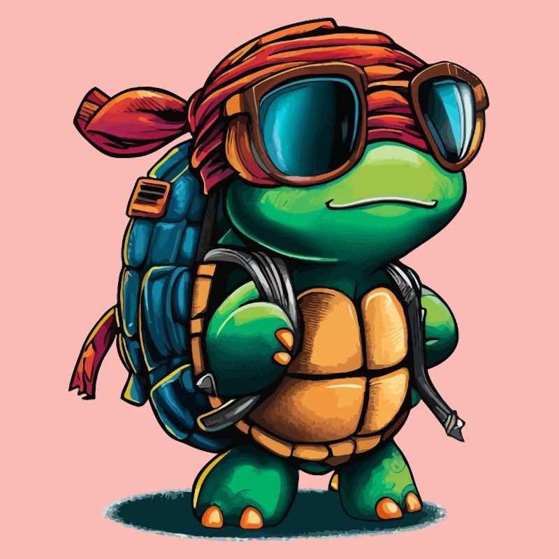 Adventure Turtle with Sunglasses and Backpack