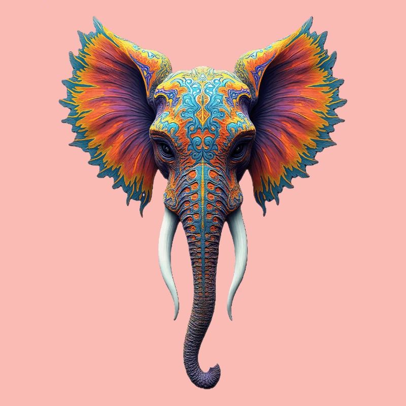 Rainbow Ornate Elephant Head