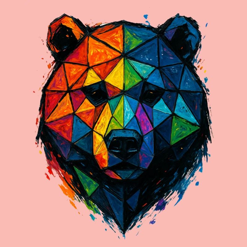 Ours low poly pop art coloré