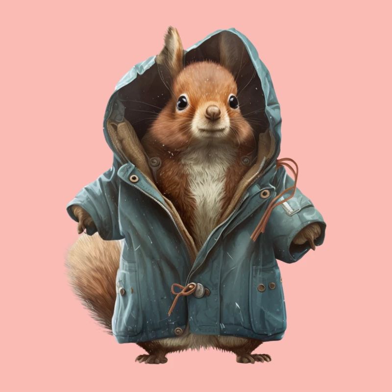 Design with a squirrel wearing a jacket