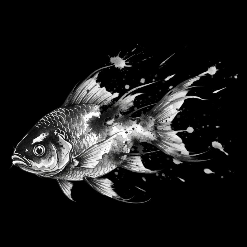 Goldfish Koi Ink Art Drawing Vector