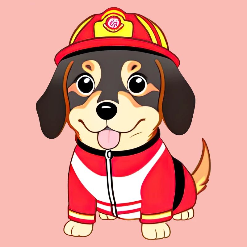Chiot, chien comme pompier