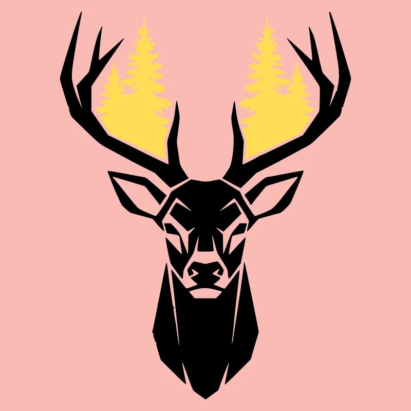 Deer Head Forest Silhouette