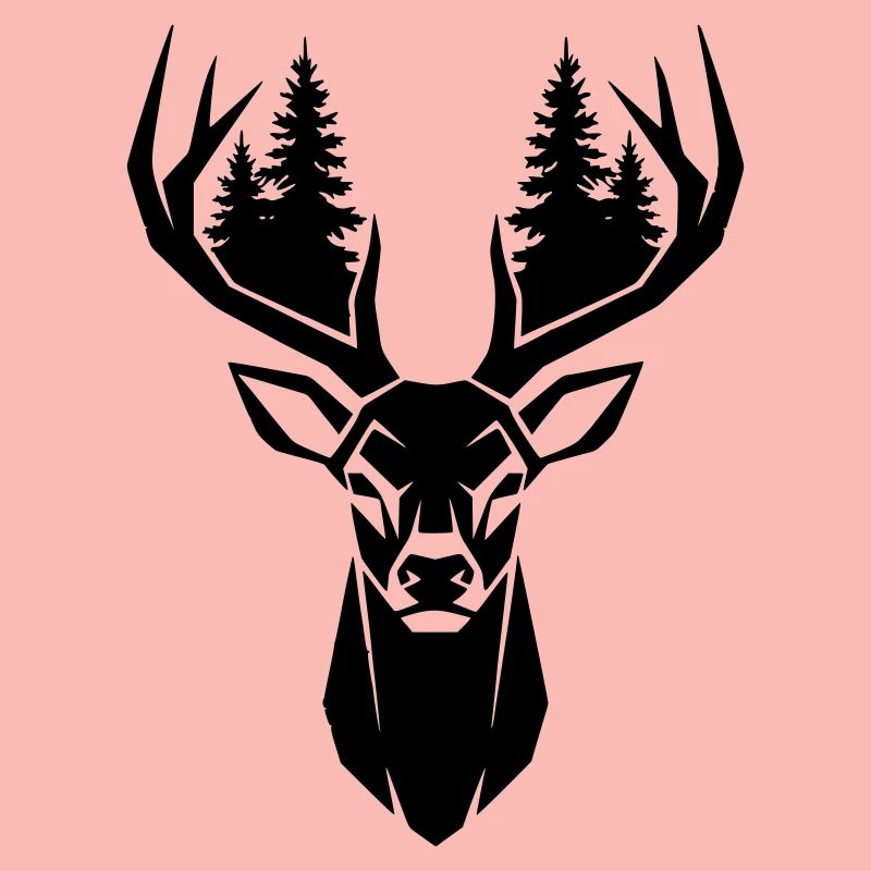 Deer Head Trees Forest Silhouette