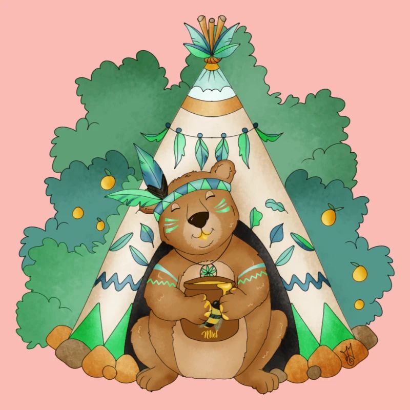 ours devant son tipi