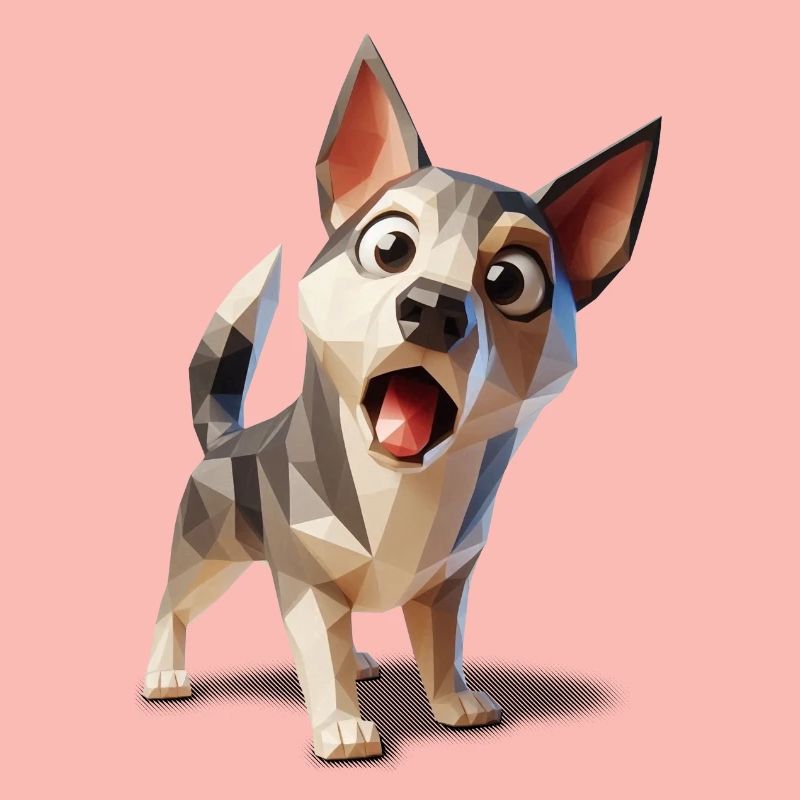 Chiot chien surpris lowpoly