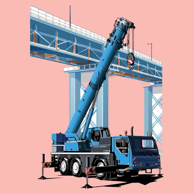 Mobile crane assembles bridge sections