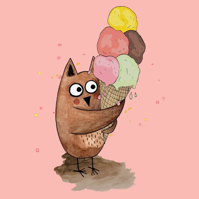 Eule mit riesigem Eis