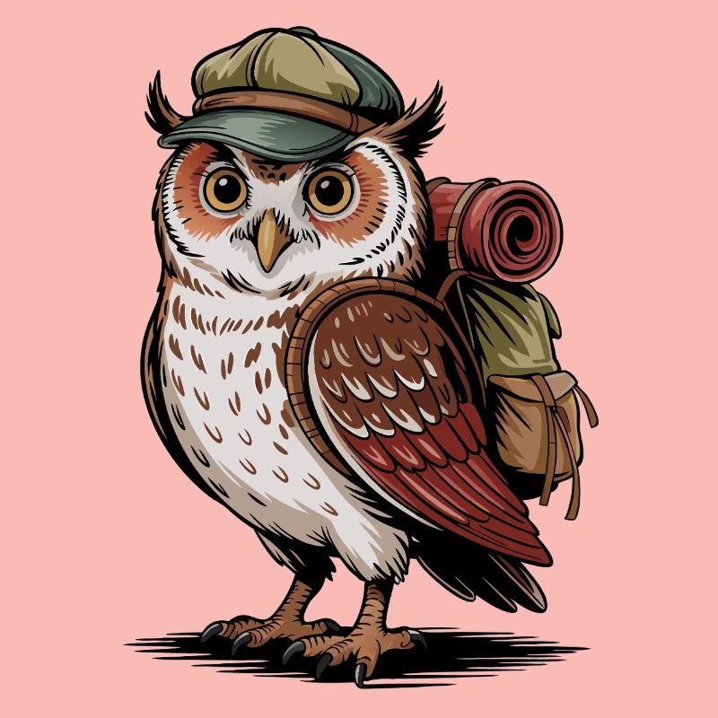 Wandering owl with backpack