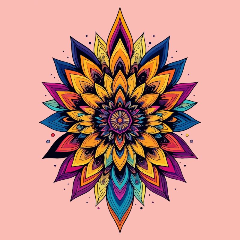 Bunte LSD Blume Mandala Farbexplosion Blumenstern