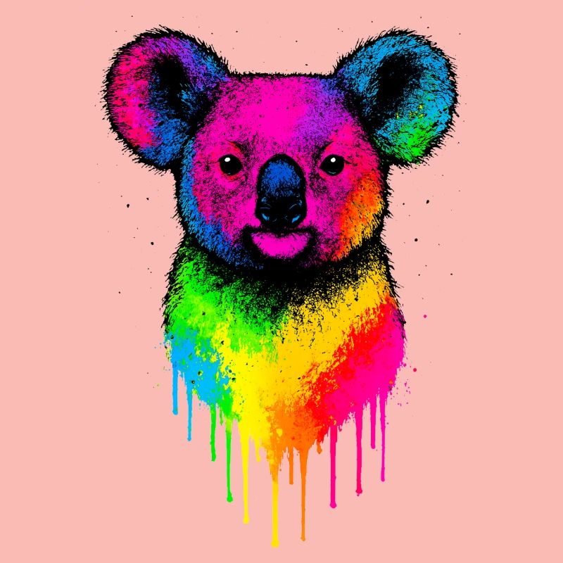 Éclaboussures de néon Koala arc-en-ciel