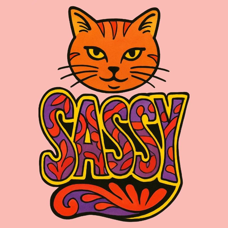 Sassy Cat Psychedelic Script
