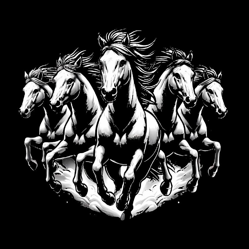 Chevaux de course Dynamic Noir Blanc Design