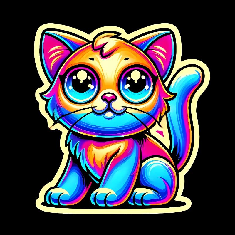 Neon Glow Crazy Cat Design