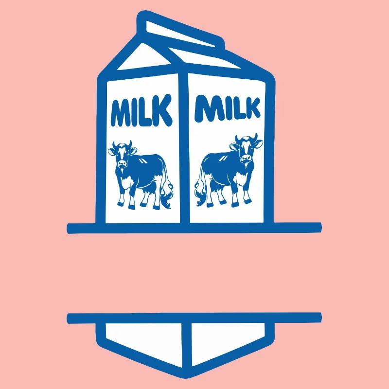 Blauer Milchkarton mit Kuh-eigenem Text