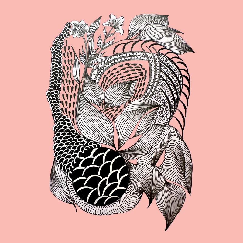 Black and White Leaf Snake Pattern