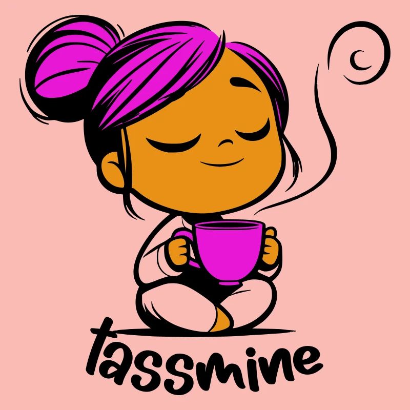 Tassmine enspannt mit einer Tasse Tee oder Kaffee