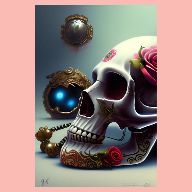 Abstract skull with rose