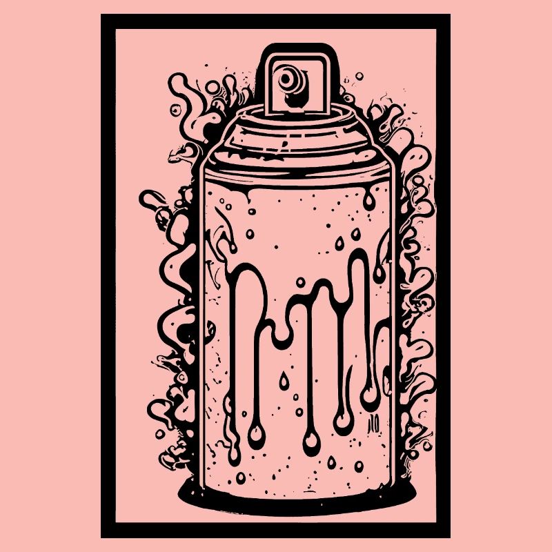 Comic spray can with drops in frame