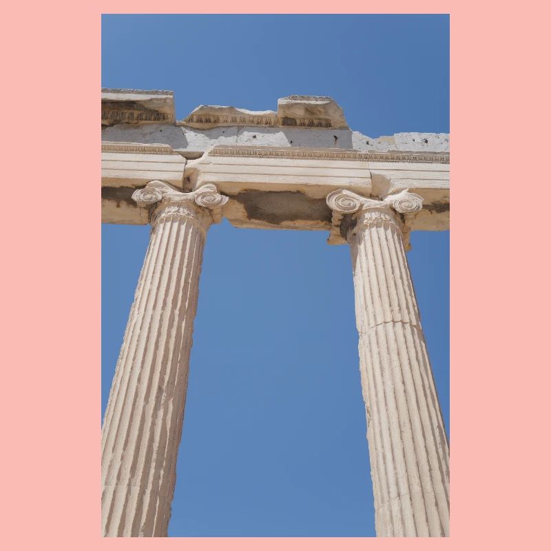 Ancient columns under blue sky, Acropolis