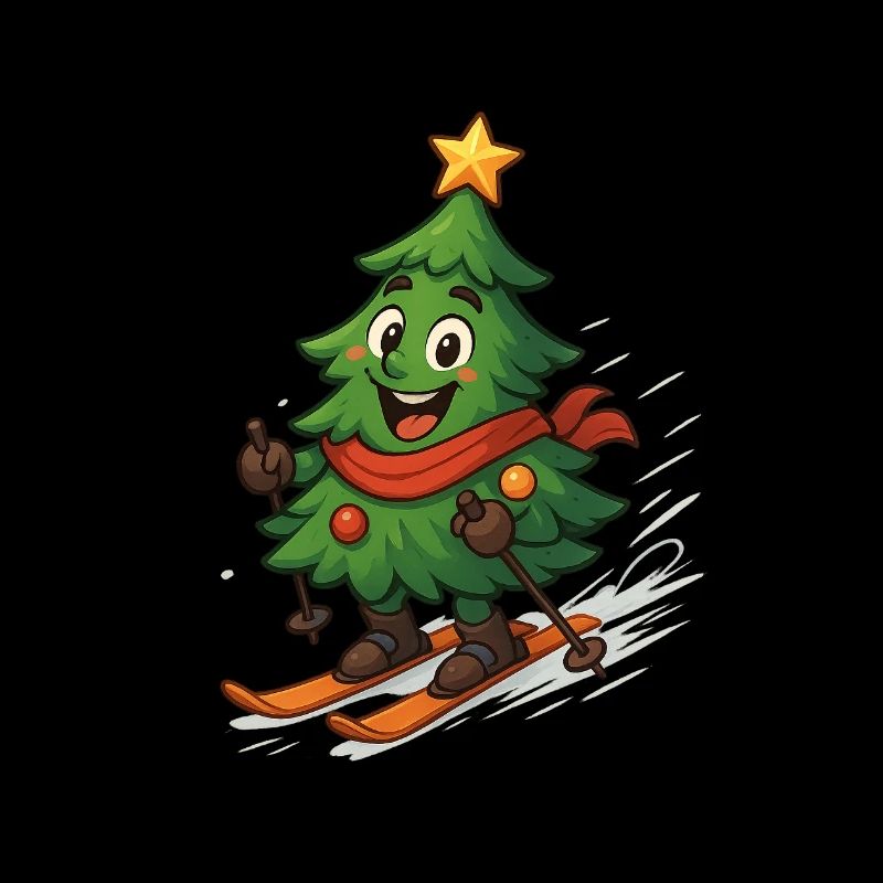 Christmas tree on skis