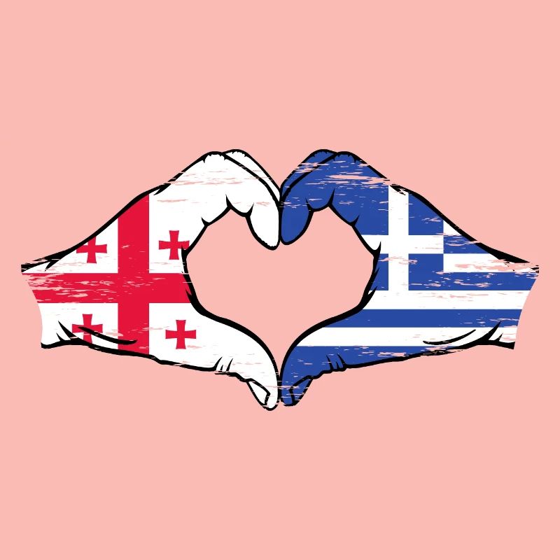 Géorgie Grèce Drapeau Mains Coeur Forme Utilisé