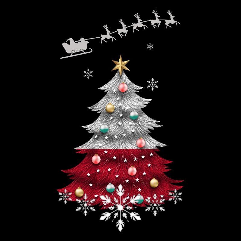 Weihnachtsbaum mit polnischer Flagge