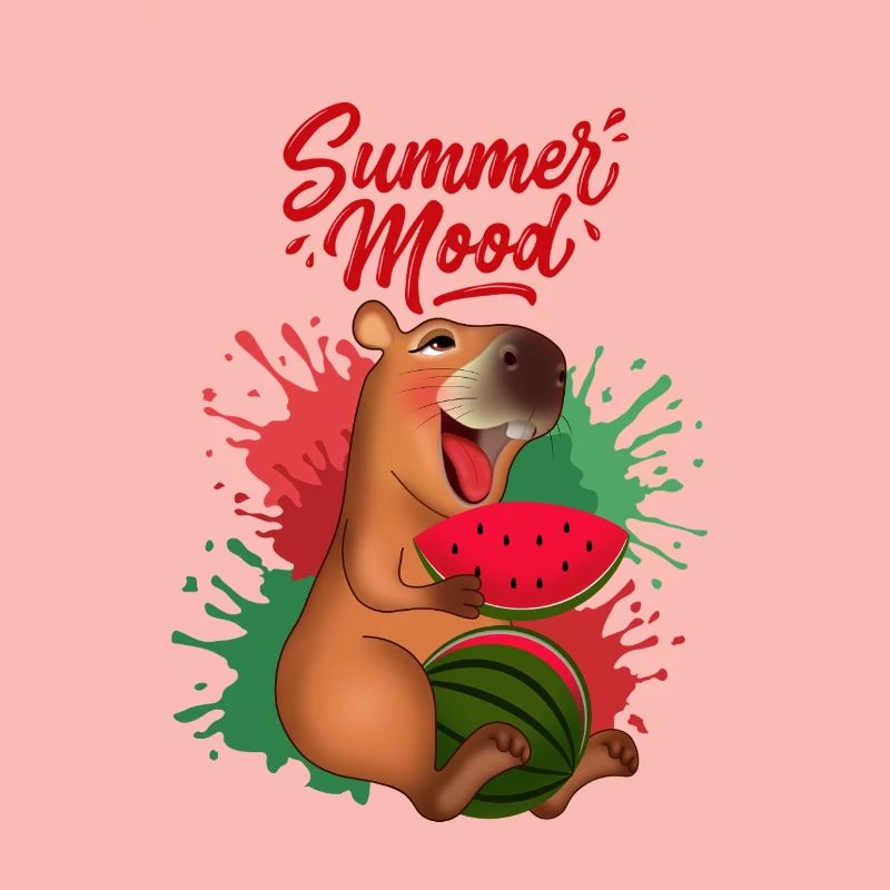 Capybara souriant avec pastèque