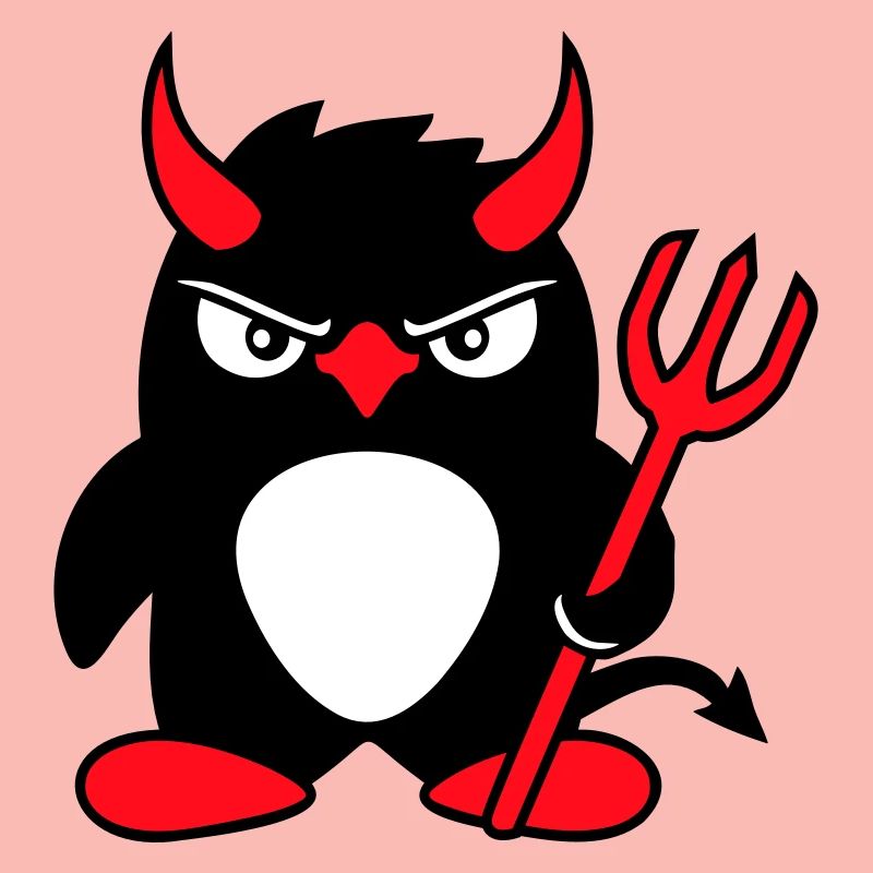 Penguin Devil Horns Trident Hell Evil Satan