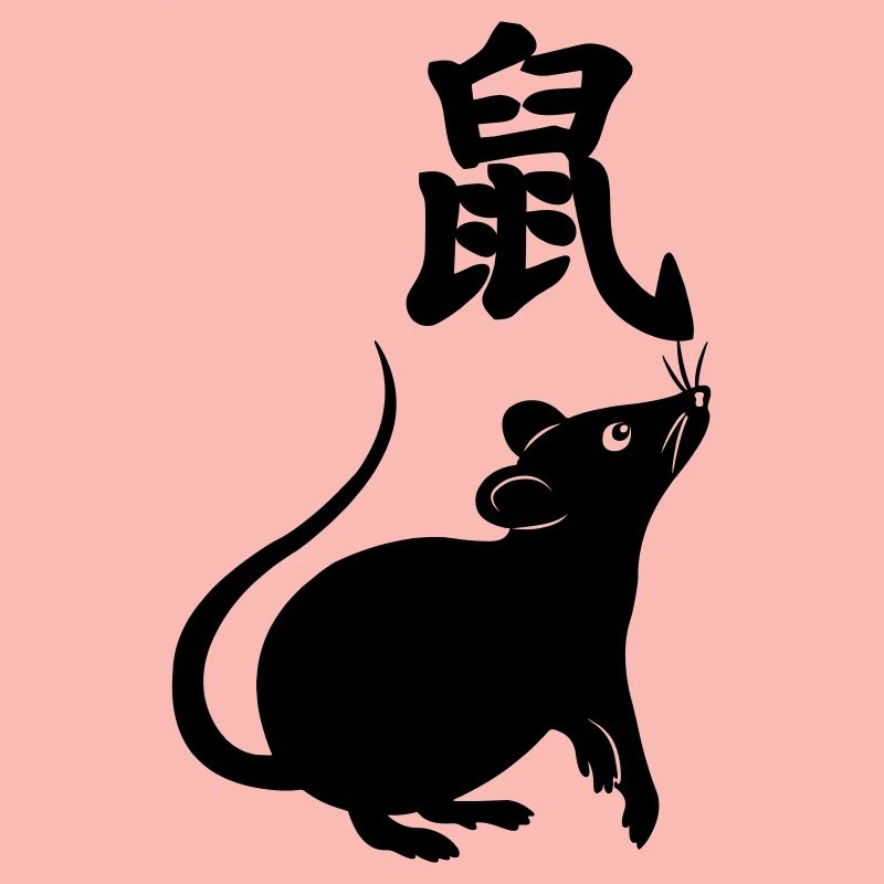 Caractère chinois rat avec image de rat