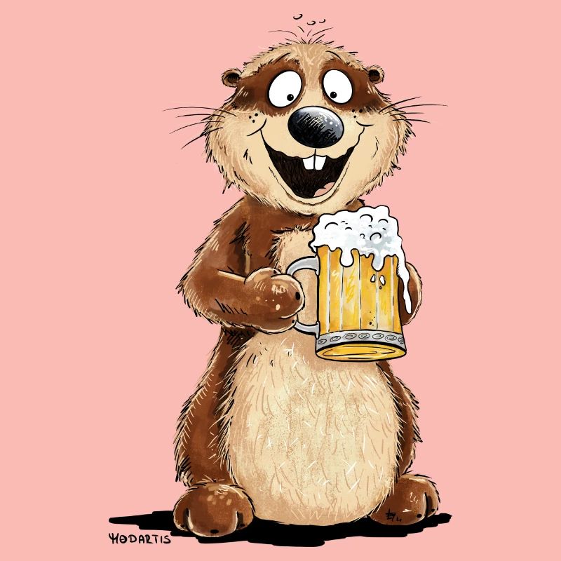 Groundhog Drinking Beer Pun