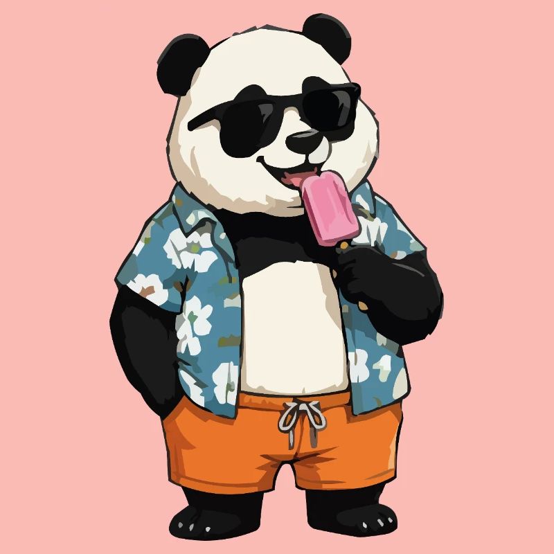 Panda Strand mit Eis