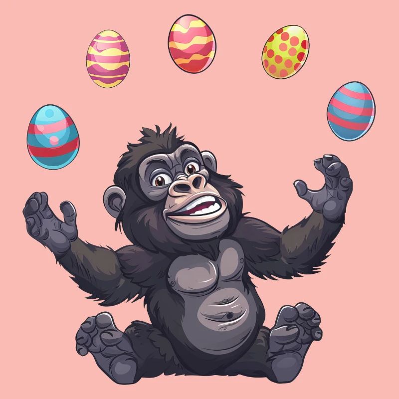 Easter Gorilla Juggler with Eggs