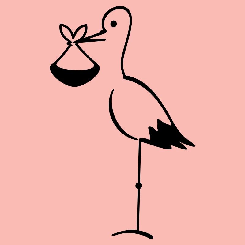 Storch mit Bündel / stork with bundle (1c)