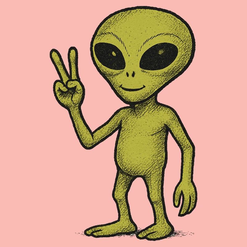 Friedliche Alien Friedenszeichen Illustration