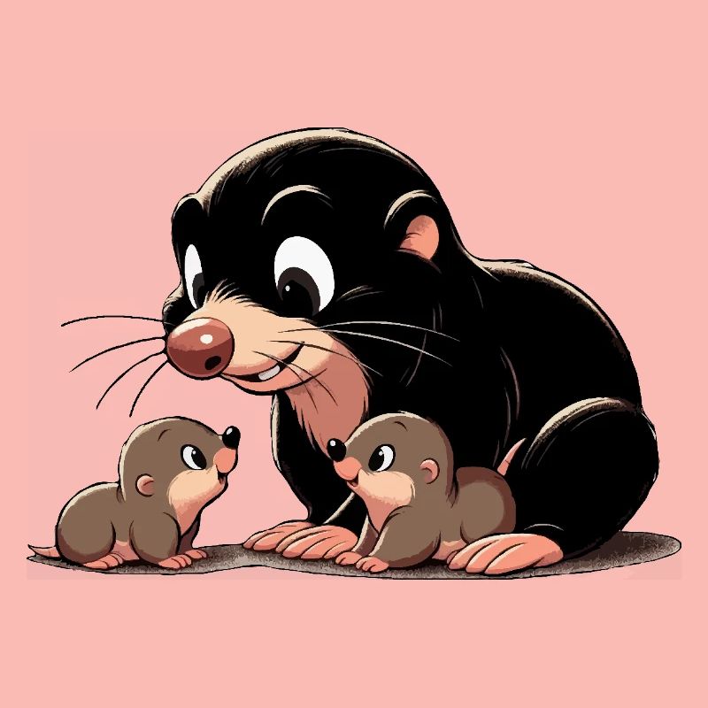 Mole with youngsters