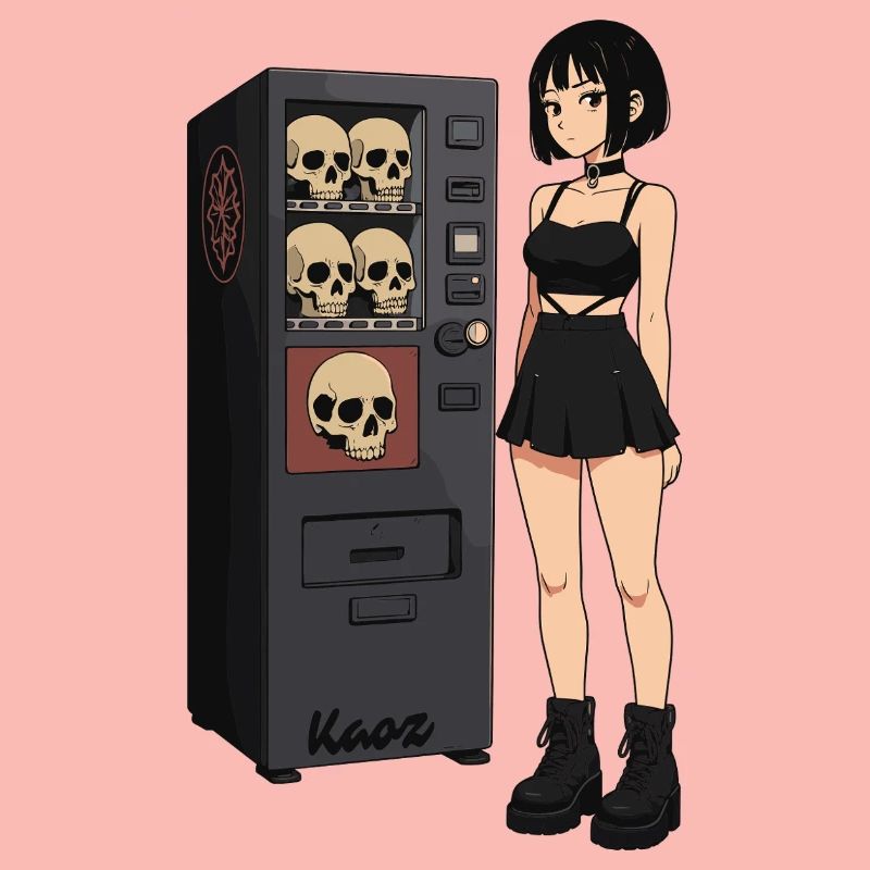 Skull Vending Machine Goth-Mädchen