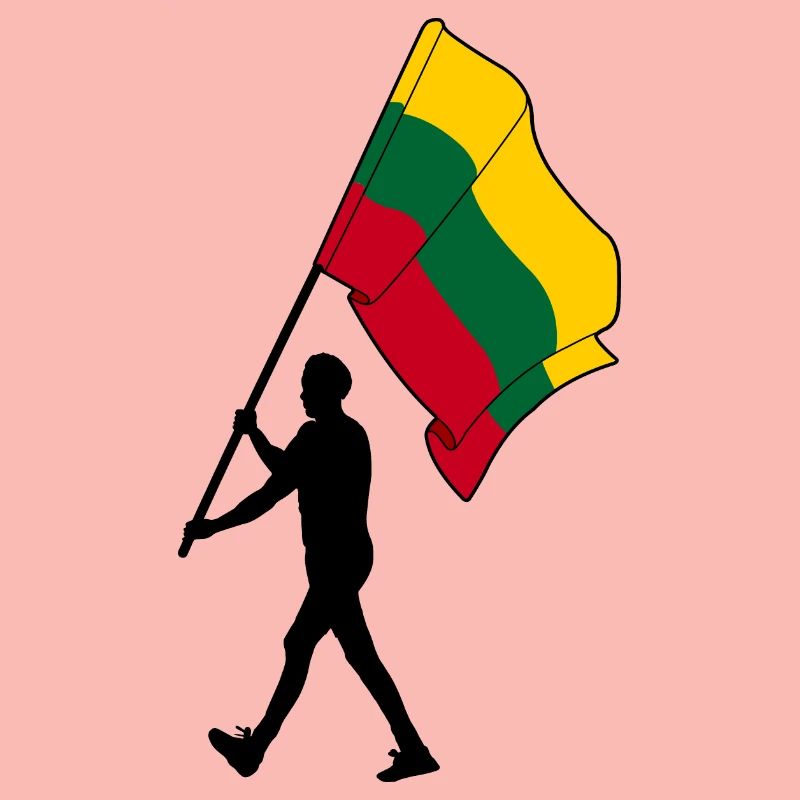 Flag Lithuania man walking