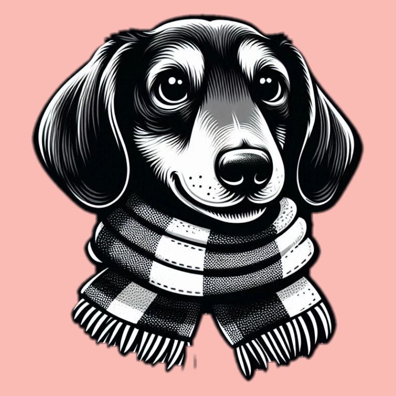 Teckel avec écharpe