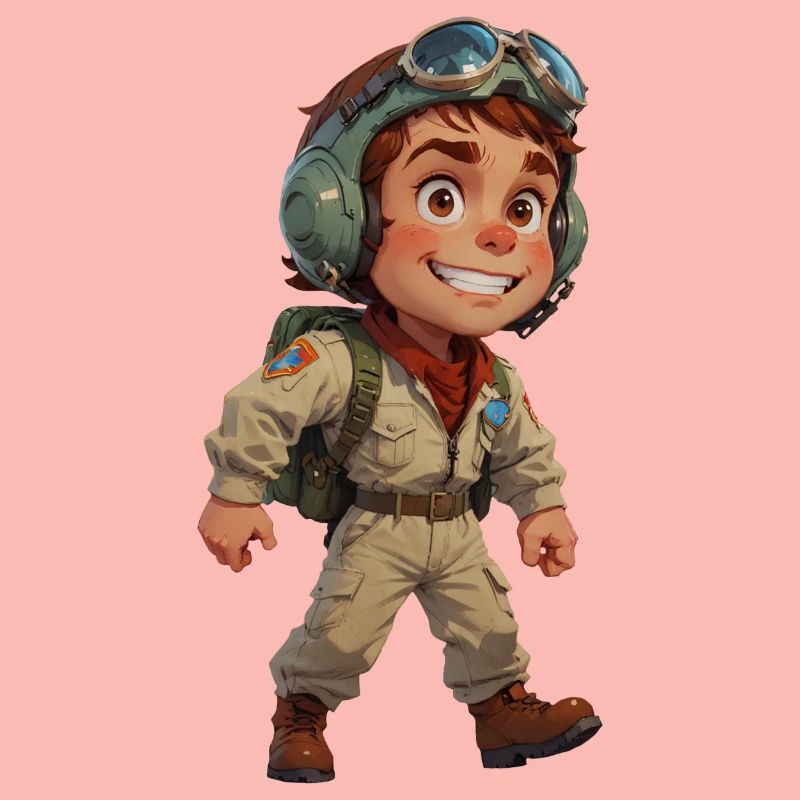 Pilote de chasse de dessin animé mignon