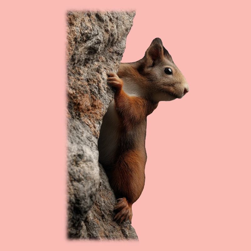 Curious squirrel on the tree trunk