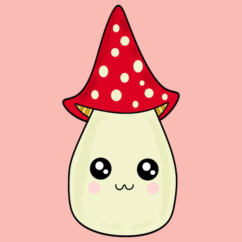 Kawaii champignon Toadstool mignon rouge avec visage