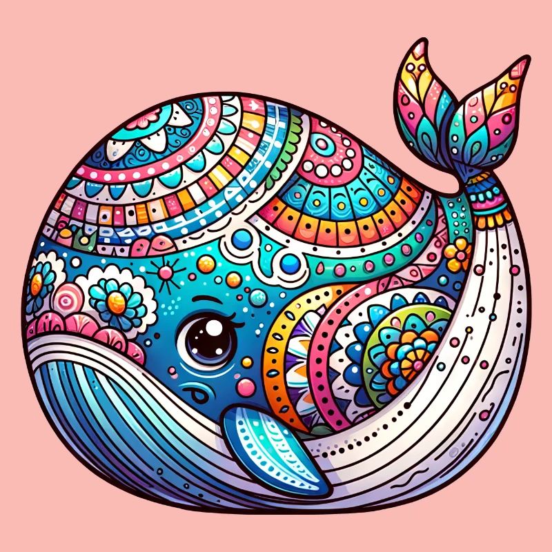 Artistically Painted Whale Hatching from Easter Egg