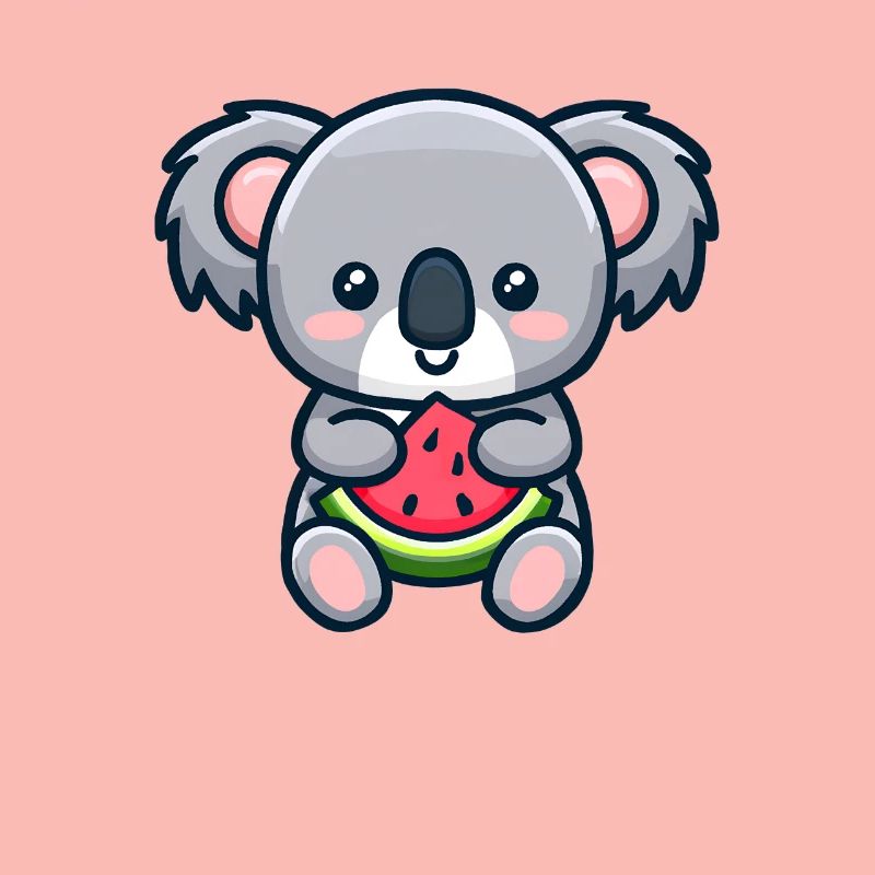 Le koala sucré mange de la pastèque rouge