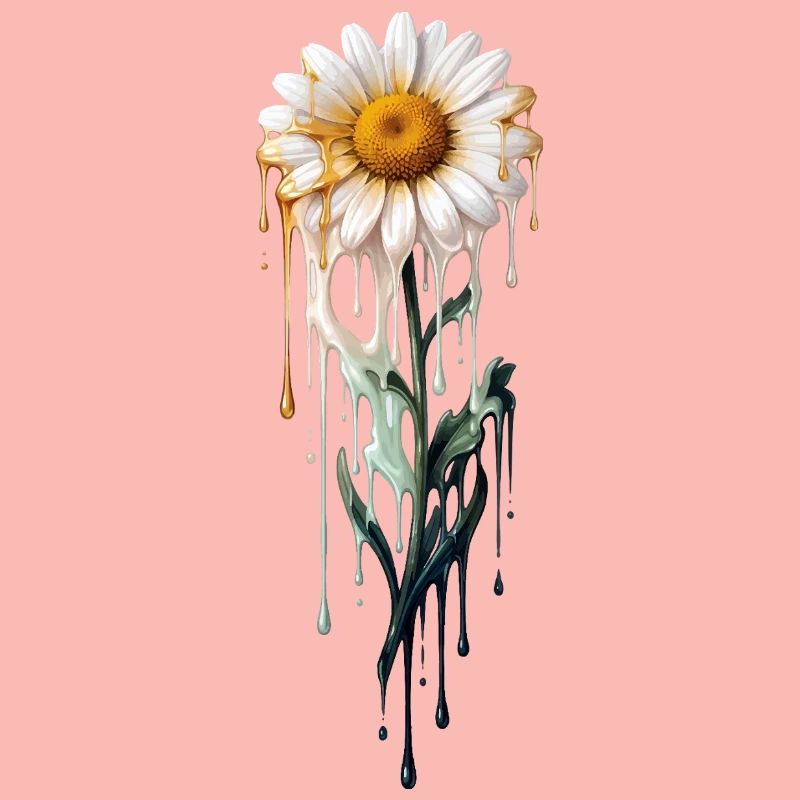 Daisy with dripping paint