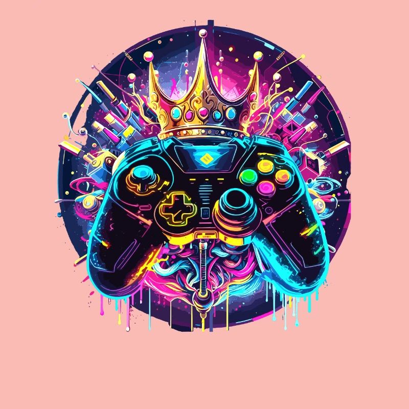 Synthwave Gamer Controller mit Krone