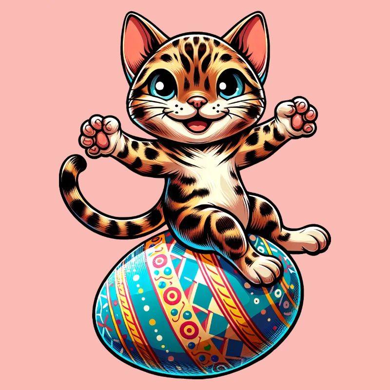 Bengal Cat Dancing Easter Egg