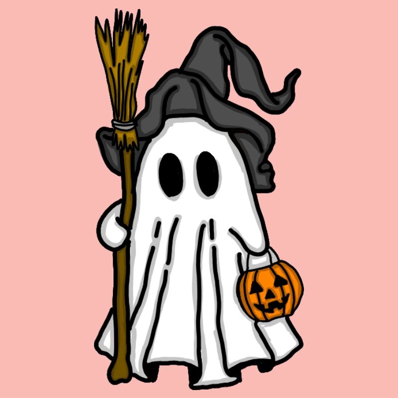 Ghosts Halloween with pumpkin light
